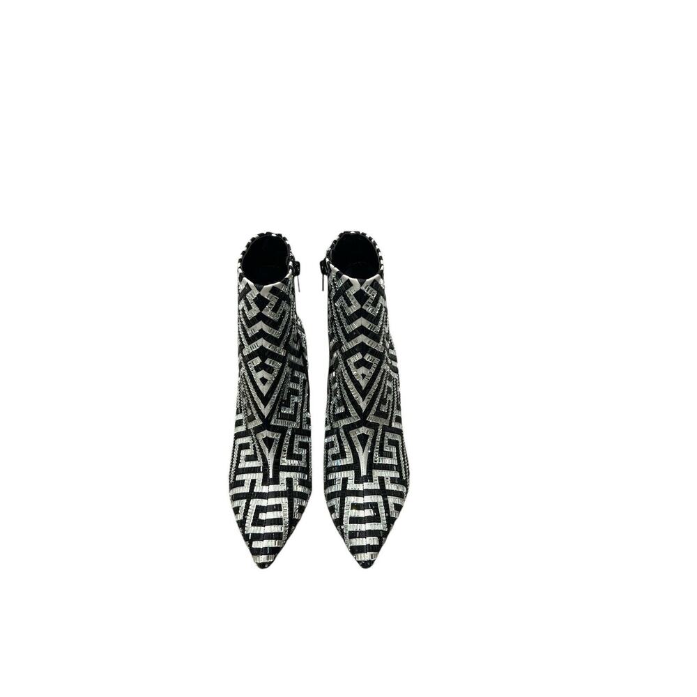 INC Women’sBlack & White Geometric Ankle Booties With Gold Heel -Size 5 1/2 M36 - Picture 1 of 7